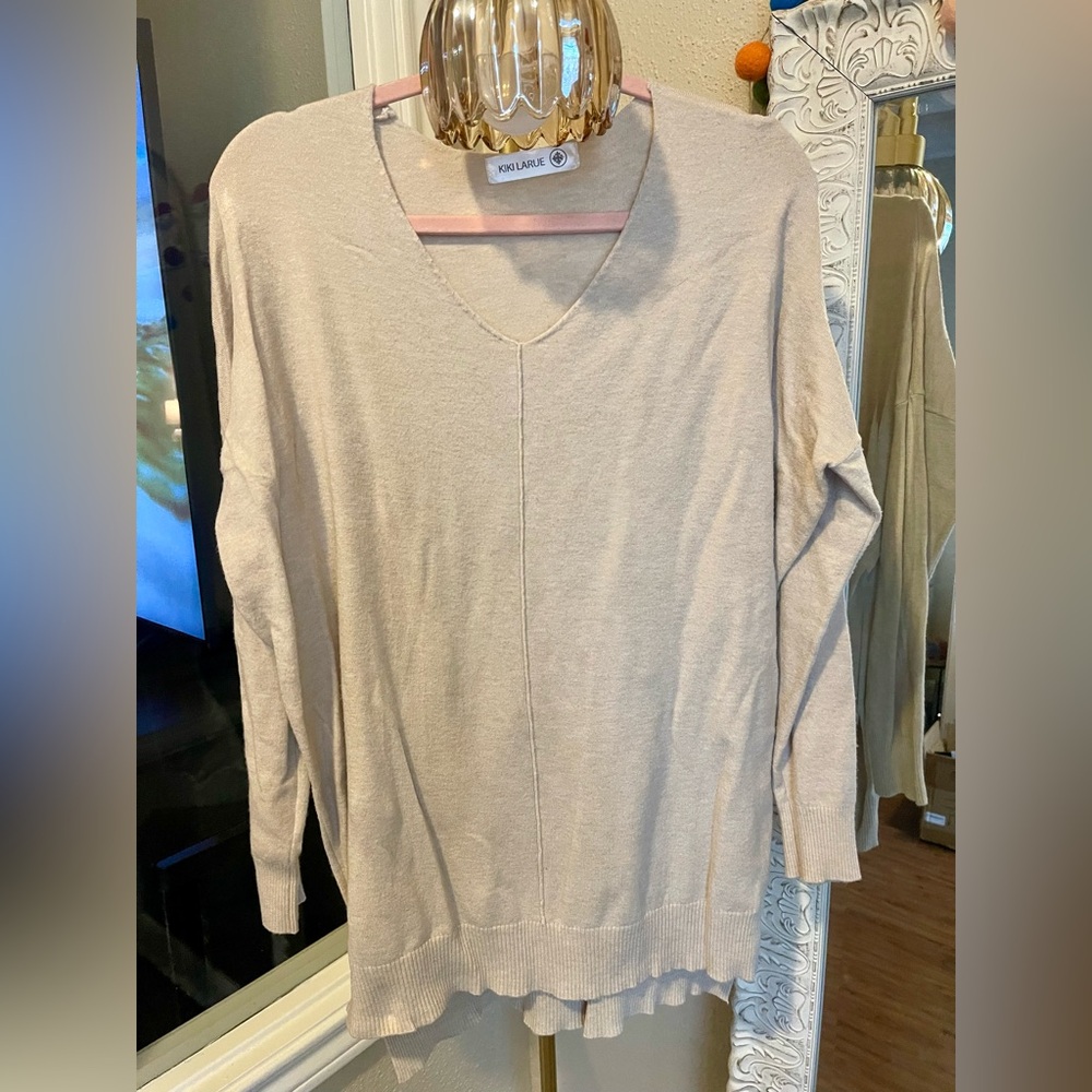 Boutique V-Neck Beige Butter Sweater